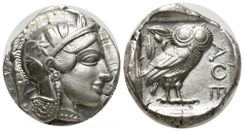 ATTICA, Athens. Circa 454-404 BC. AR Tetradrachm (24,5mm, 17.18g). Helmeted head...