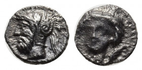CILICIA, Tarsos. Time of Pharnabazos and Datames. Circa 380-361/0 BC. AR Obol (8mm, 0.69 g). Three-quarter facing female head, head turned slightly le...