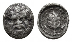 LESBOS, Islands. Hemiobol. 400-300 AC. 6mm 0.30gr, 6mm, silver. 
Obv: facing satyr head.
Rv: Turtle seen from abovein circle and incuse. 
Extremely ra...