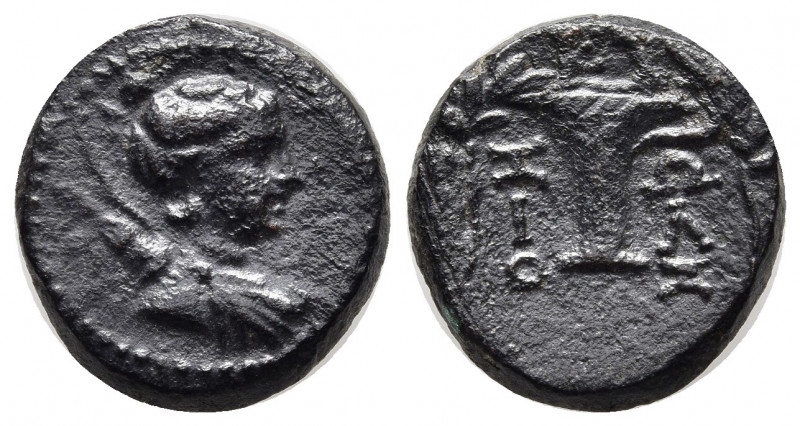 Aeolis. Kyme circa 165-90 BC. Bronze Æ 14mm, 3.25g. Draped bust of Artemis right...