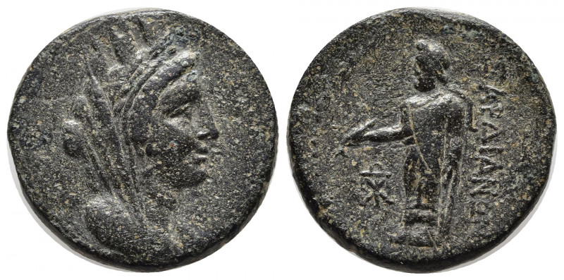 Sardes, Lydia, AE22, civic issue. 200-1 BC. Turreted and veiled bust of Tyche ri...