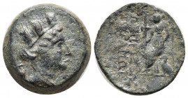 CILICIA. Hierapolis-Castabala. Ae (2nd-1st centuries BC).
Obv: Turreted head of Tyche right; monogram behind.
Rev: IEPOΠOΛITΩN / TΩΝ ΠΡΟC TΩ / ΠΥΡΑΜΩ....