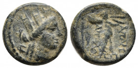 PHRYGIA. Apameia. Ae (Circa 88-40 BC). Attalos, son of Bianor, eglogistes. Obv: Turreted head of Artemis-Tyche right, with bow and quiver over shoulde...