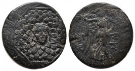 Pontos, Amisos. Under Mithradates VI Eupator. Ca. 85-65 B.C. AE 21 (21 mm, 7.21 g). Octagonal shield bearing aegis, Gorgoneion in center / AMI - ΣOY, ...