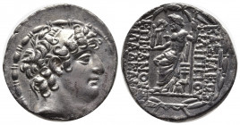 SYRIA, Seleukid Kings of. Philip I Philadelphos. 98-83 BC. AR Tetradrachm (15.54g, 26,5mm). Antioch mint. Diademed head right; filleted border / BAΣIΛ...
