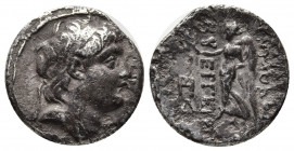 SYRIA, Seleukid Kings. Antiochos VII. 138-129 BC. AR Drachm (3.61 gm, 16mm). Antioch mint. Diademed head of Antiochos right / Nike standing left, hold...