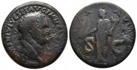 Titus, 79-81. Sestertius (Orichalcum, 33mm, 24.20g), Eastern mint, most likely in Thrace, 80-81. IMP T CAES DIVI VESP F AVG P M TR P P P COS VIII Laur...