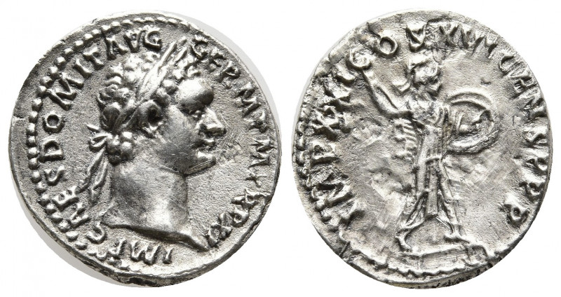 Domitian. A.D. 81-96. AR denarius (18mm, 2,69g). Rome mint, Struck A.D. 91. IMP ...