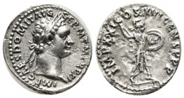 Domitian. A.D. 81-96. AR denarius (18mm, 2,69g). Rome mint, Struck A.D. 91. IMP CAES DOMIT AVG GERM PM TR P XI, laureate head right / IMP XXI COS XVI ...