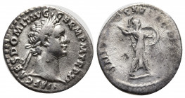 Domitian, 81-96. Denarius (Silver, 19 mm, 3.08 g), Rome, 91. IMP CAES DOMIT AVG GERM P M TR P XI Laureate head of Domitian to right. Rev. IMP XXI COS ...