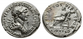 Trajan (98-117), Denarius, Rome, AD 114-117; AR (3,06g; 18,5mm); IMP CAES NER TRAIANO OPTIMO AVG GER DAC, laureate and draped bust r., Rv. P M TR P CO...