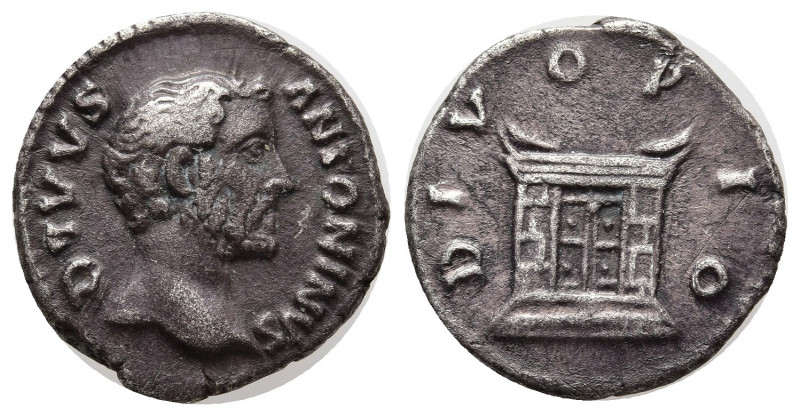 DIVUS ANTONINUS PIUS (Died 161). Denarius. Rome. Struck under Marcus Aurelius.
O...