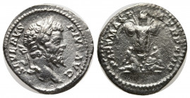 Septimius Severus AD 193-211. Rome
Denarius AR
18 mm, 3,06 g
SEVERVS PIVS AVG, laureate head right / PART MAX P M TR P VIIII, trophy between two capti...