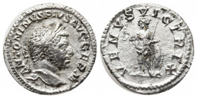 Caracalla (197-217 AD). AR Denarius (19 mm, 2.67 g), Roma (Rome), 216 AD.
Obv. ANTONINVS PIVS AVG GERM, laureate head right.
Rev. VENVS VICTRIX, Venus...