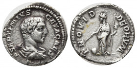 Geta - Providentia Denarius. 206 AD. Rome mint. Obv: SEPTIMIVS GETA CAES legend with bare draped bust right. Rev: PROVID DEORVM legend with Providenti...