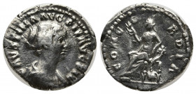 Faustina Junior, Augusta, 147-175. Denarius (Silver, 18 mm, 3.24 g), Rome, 147-161. FAVSTINAE AVG PII AVG FIL Draped bust of Faustina Junior to right....