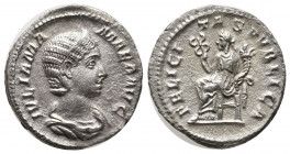 JULIA MAMAEA (222-235). Denarius. Rome.
Obv: IVLIA MAMAEA AVG.
Diademed and draped bust right.
Rev: FELICITAS PVBLICA.
Felicitas seated left, holding ...