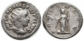 Gordian III. AD 238-244. Rome Antoninianus AR 22mm., 4,44g. IMP GORDIANVS PIVS FEL AVG, radiate draped and cuirassed bust right / PROVID AVG, Providen...