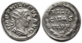 Philip I. (244-249 AD). Silver antoninianus (4,15 gm, 21mm). Rome, 248 AD. IMP PHILIPPVS AVG, bust radiate, draped, cuirassed right / FELICITAS IMPP i...