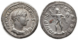 Alexander Severus (222-235)
AR-Denarius, 3.07 g., 20 mm.
Rome, 231-235.
Obv.: IMP ALEXANDER PIVS AVG
Laureate, draped, cuirassed bust r.
Rev.: IOVI PR...