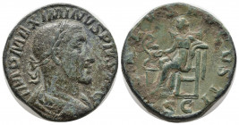 Maximinus I 'Thrax'. A.D. 235-238. Æ sestertius (27.5 mm, 20 g). Rome mint, Struck A.D. 235-236. IMP MAXIMINVS PIVS AVG, laureate, draped and cuirasse...