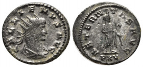 Gallienus. AD 253-268. Antoninianus (20mm, 3.79 g). Antioch mint. 15th emission, circa AD 266-268. Radiate, draped, and cuirassed bust right / AETERNI...