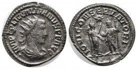 Gallienus (Joint reign with Valerian). A.D. 253-268. Billon antoninianus. 3.53 gm. 21 mm. Syrian mint. His radiate bust right; IMP C P LIC GALLIENVS P...