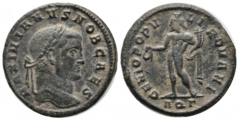 GALERIUS MAXIMIANUS (Caesar, 293-305). Follis. Aquileia. 3rd oficina. 
Obv: MAXI...