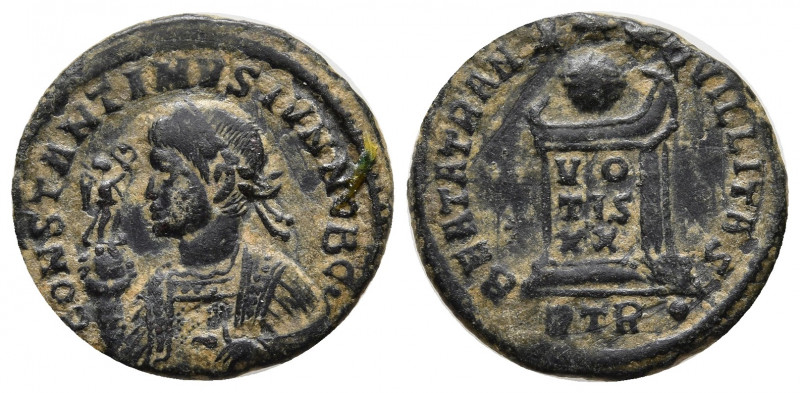 Constantine II, as Caesar, Æ Nummus. Trier, AD 322. CONSTANTINVS IVN NOB C, laur...