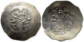 John II Comnenus, 1118-1143. Aspron trachy (Electrum, 33mm, 4.35), Constantinople. Christ nimbate seated facing on backless throne, wearing tunic and ...