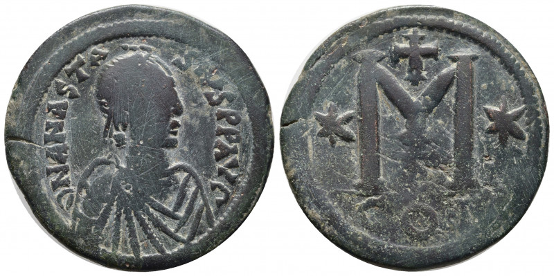 Anastasius I. 491-518. AE follis (35 mm, 16,44 g). Constantinople mint, struck 5...