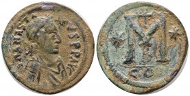Anastasius I. 491-518. AE follis (36 mm, 18,38 g). Constantinople mint, struck 512-517. D N ANASTASIVS PF AVG, pearl-diademed, draped and cuirassed bu...