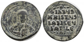 Anonymous, Class A3, time of Constantine VIII and Basil II . ca. 1025-1030. AE follis (35 mm, 15.76 g). Constantinople Mint. +ЄMMA-NOVHA, Nimbate bust...