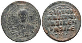 Anonymous, Class A3, time of Constantine VIII and Basil II . ca. 1025-1030. AE follis (34 mm, 11.73 g). Constantinople Mint. +ЄMMA-NOVHA, Nimbate bust...