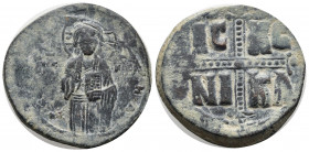 Anonymous follis class C (attributed to Michael IV), AE follis, Constantinople Mint, c. 1042/1050
Three-quarter length figure of Christ Antiphonetes s...