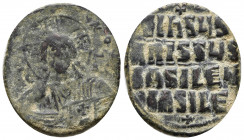 Time of Basil II & Constantine VIII. Ca. 976-1025. AE follis (29 mm, 12,65 g). Anonymous class A2. Constantinople mint. [+ ЄMMANO]VHA, Nimbate bust of...