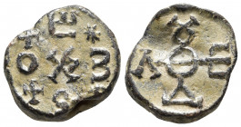 Byzantine lead seal.
7th-10th century. PB Seal. Uncertain.
Obv :Monogram Y-E-Δ-Λ-Θ
Rev : Greek letters, monogram, cross and star.
Weight: 7.33 g.
Diam...