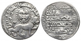 SELJUQ OF RUM: Kaykhusraw II, 1236-1245, AR dirham (2.75g, 20,5mm), Sivas, AH638, A-1218, lion & sun motif, star in field.