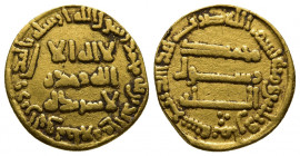 Islamic Coins, Abbasid, temp . al-Mansur b. Muhammad (136-158h), Gold Dinar, no mint, 139h, three pellets in field, 4.01g, 18.5mm (A 212; Bern 52). sc...