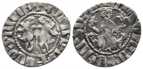 ARMENIA. Levon I (1198-1219). Tram.
Obv: Levon seated facing on leonine throne, holding lis and orb.
Rev: Two lions rampant back-to-back, each with he...