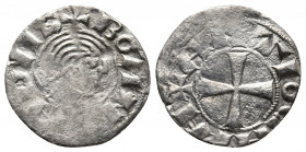 CRUSADERS, Antioch. Bohémond III. Minority, 1149-1163. AR Denier (16mm, 0.78 g). Class B. + BOANVADIIS, young male head right / + ANTIOCHIA, cross pat...