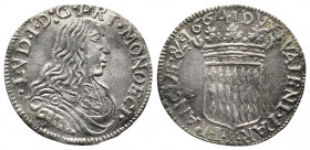 Monaco, Louis I 1662-1701
1/12 Écu ou 5 Sols, 1663, AG 2.23 g.
Ref : G. MC50 (var IVV), CC 69, KM#36
Conservation : Superbe 

Hammer price of 750€ on ...