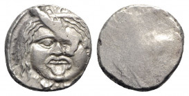 Etruria, Populonia, c. 3rd century BC. AR 20 Asses (19mm, 7.96g). Diademed facing head of Metus; X:X below. R/ Blank. EC Group XII, Series 52; HNItaly...