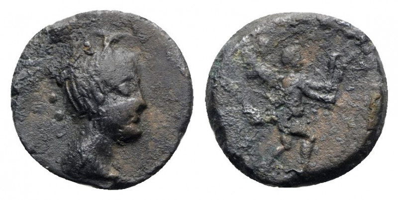 Central Italy, Uncertain, c. 1st century BC. Æ (15mm, 2.77g, 12h). Female head r...