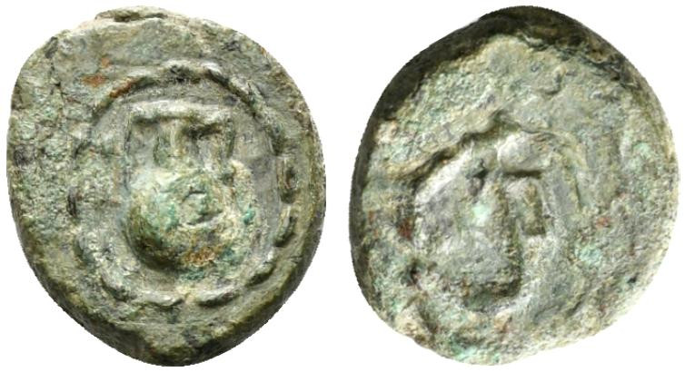 Central Italy, Uncertain, c. 1st century BC. Æ (9mm, 2.02g). Round-bodied amphor...