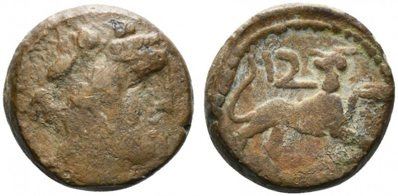 Central Italy, Uncertain, mid-late 1st century BC. Æ (18mm, 9.18g, 6h). Wreathed...