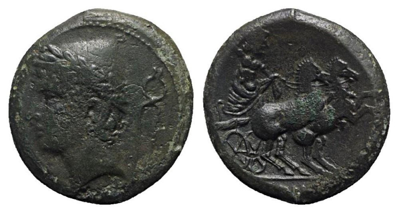 Samnium, Aesernia, c. 263-240 BC. Æ (20mm, 6.73g, 1h). Head of Vulcan l., wearin...