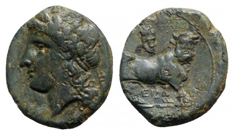 Southern Campania, Neapolis, c. 300-275 BC. Æ (16mm, 3.61g, 6h). Laureate head o...