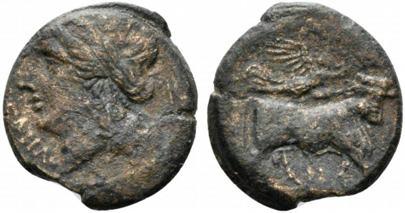 Southern Campania, Neapolis, c. 270-250 BC. Æ (15mm, 4.03g, 12h). Laureate head ...