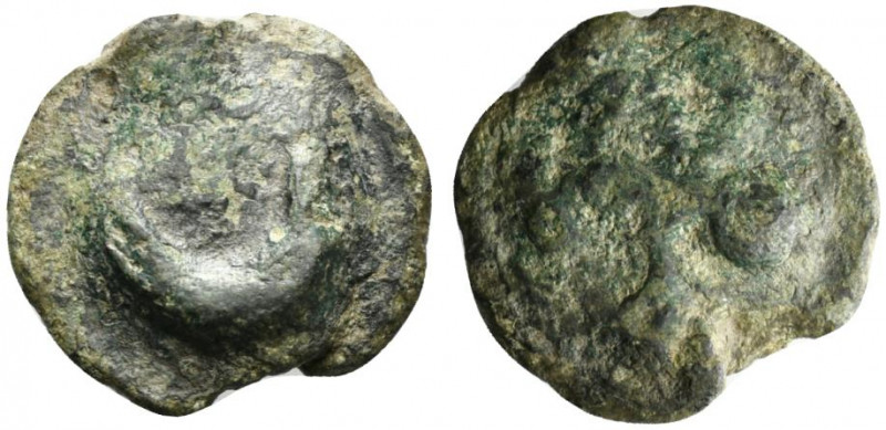 Northern Apulia, Luceria, c. 217-212 BC. Cast Æ Semuncia (19mm, 5.01g). Crescent...